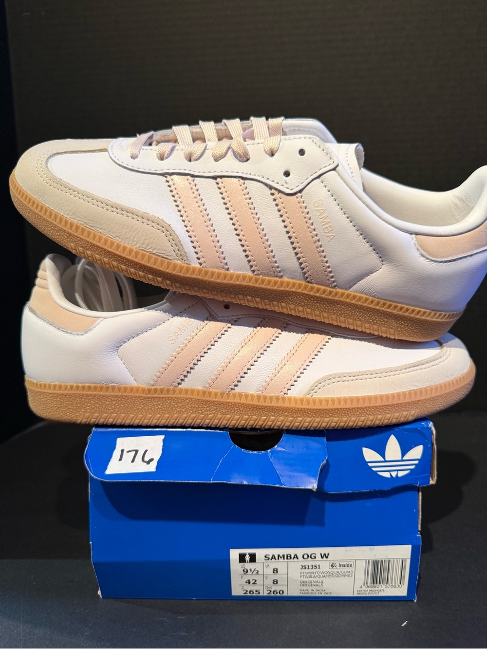 Adidas Samba OG Women's White & Pale Pink Leather Sneakers 8.5W